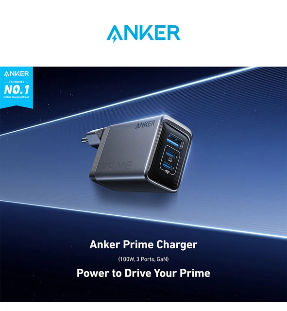 Anker Prime Charger, 100W USB C Charger, 3-Port GaN Foldable