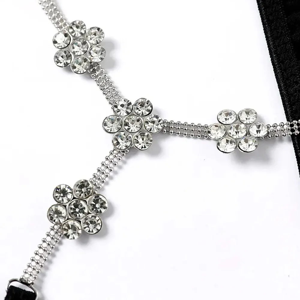 Waist Accessories Rhinestone Flower T-shaped Sexy Exaggerated Waist Accessories Beach Body Chain