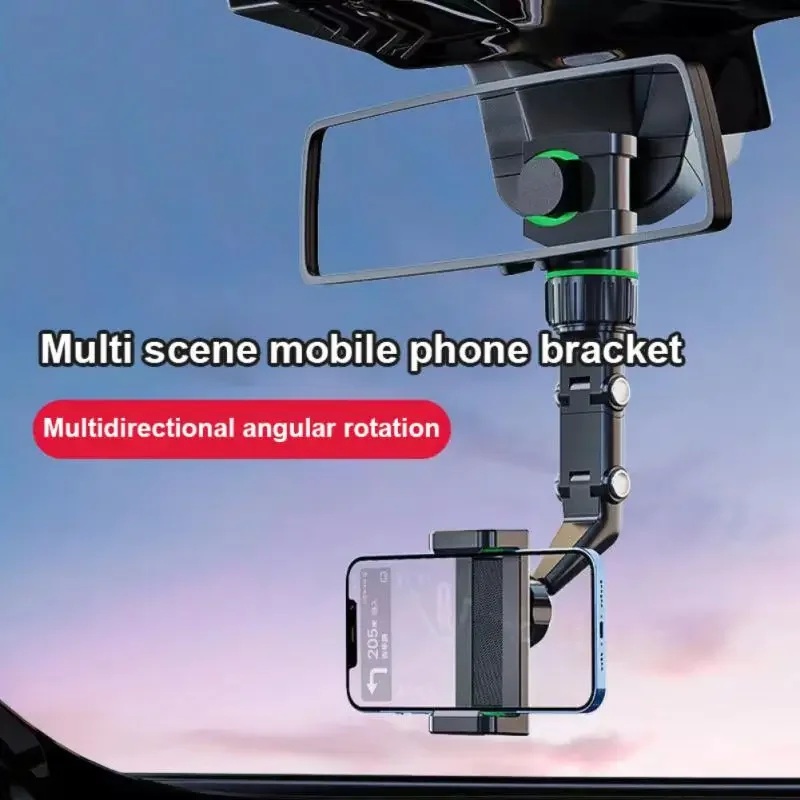 Supporto per telefono da auto multifunzionale 360 ° Accessori per auto con supporto GPS per staffa per clip per appendere il sedile dello specchietto retrovisore automatico ruotabile - immagine 2