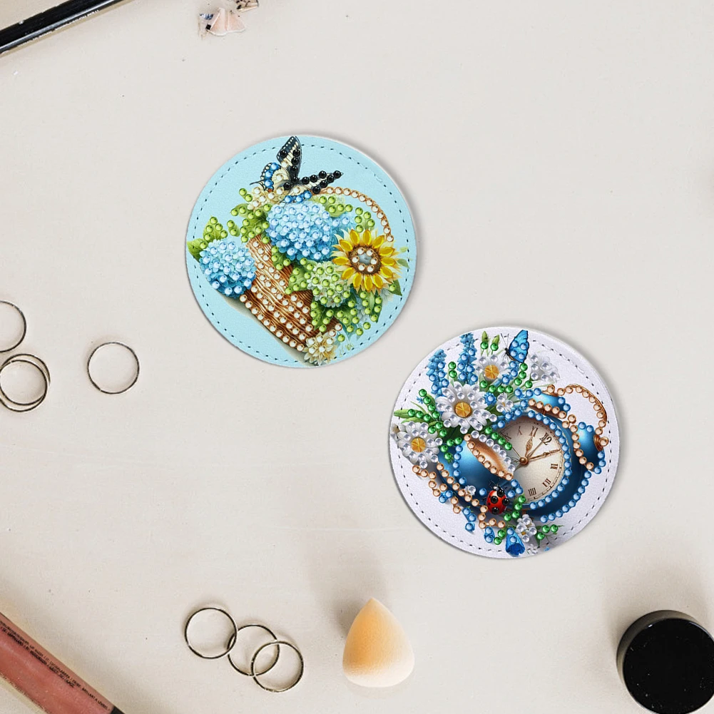 DIY Diamond Painting Shiny Crystal Mirror Rhinestones Cosmetic Mirror Portable Cosmetic Mirror for Outdoor Travel Hiking Picnic