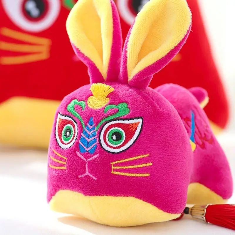 16FE Rabbit Pendant for Doll Traditional Stuffed Animal Toy Chinese Orna