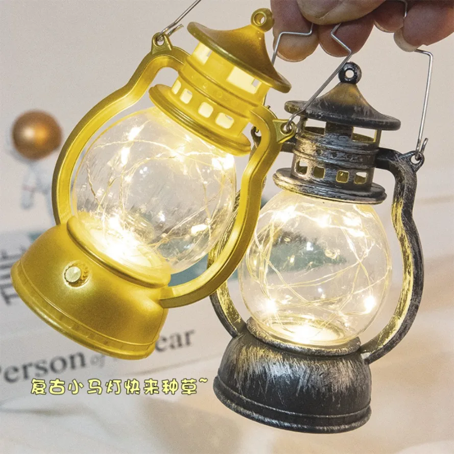 LED light decoration Christmas Halloween Retro Portable Lantern Vintage Electronic Candlestick Bar Atmosphere