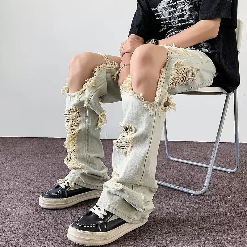 Ripped Baggy Jeans For Men Black Mens Ripped Jeans Streetwear Men's Trousers Work Wear Autumn