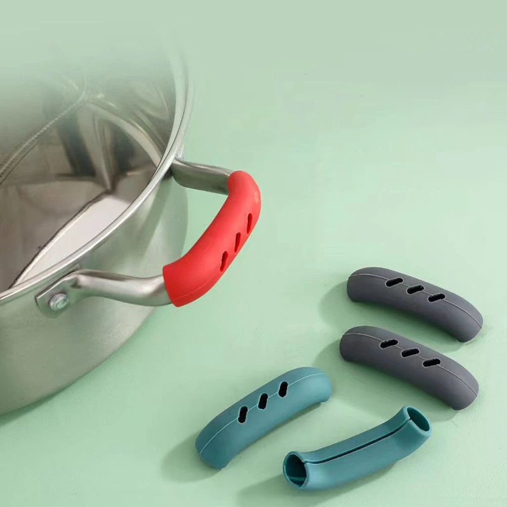 

2pcs Silicone Pan Handle Cover Heat Insulation Covers Pot Ear Clip Non-slip Steamer Casserole Pan Handle Holder Kitchen Cooking