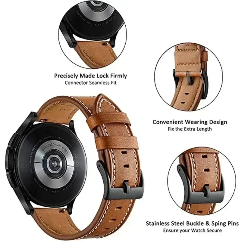 Premium 22mm Leather Watch Strap with Quick Release Mechanism