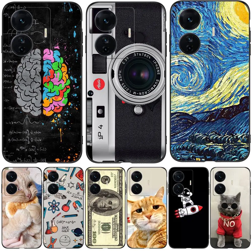 Per Vivo Iqoo Z6 Pro T1 Pro 5G Custodia T1 Snapdragon 778G 5G Cover Posteriore Del Telefono Custodia Morbida In Silicone Nero Tpu Brain Math Cat Dog