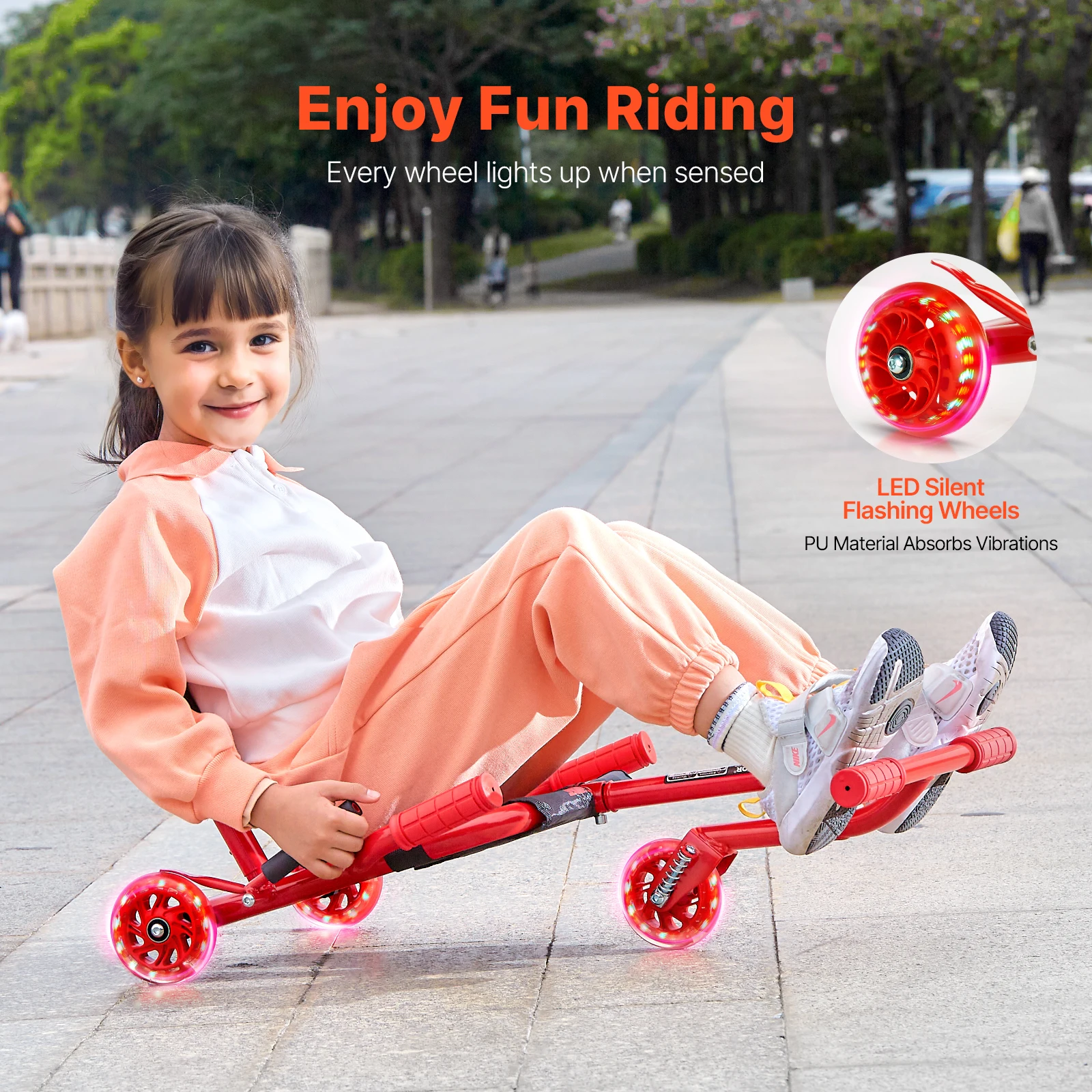 Kids Ride on Scooter with Zig Zag Motion Drifting for Outdoor Fun