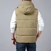 2025 Winter Men's Cargo Vest Thick Fleece Warm Sleeveless Jacket Hooded Tactical Coat Men Pockets Workwear Outdoor Waistcoat 5
