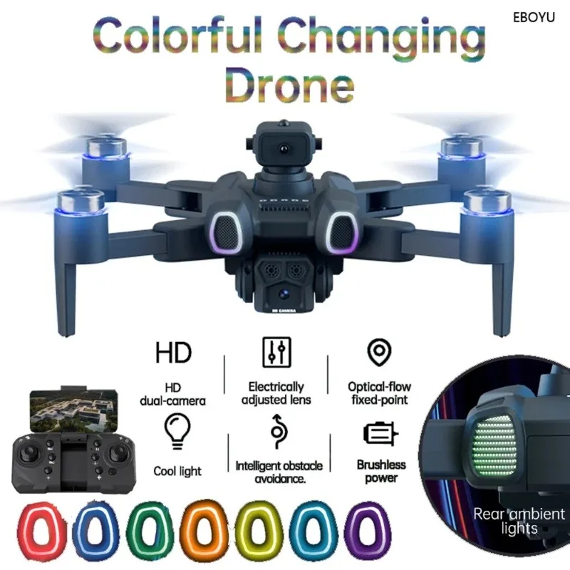 H117 RC 드론 다채로운 조명, 브러시리스 모터 광학 흐름, 와이파이 FPV 8K EIS HD 카메라, 장애물 회피, RC 쿼드콥터 드론 선물, 신제품