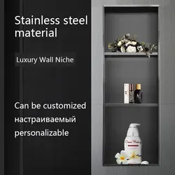 Stainless Steel Recessed Wall Niche Black Gold Bathroom Shelves Concealed Shower Niche Shelf Hotel Iving Room Decorative Cabinet