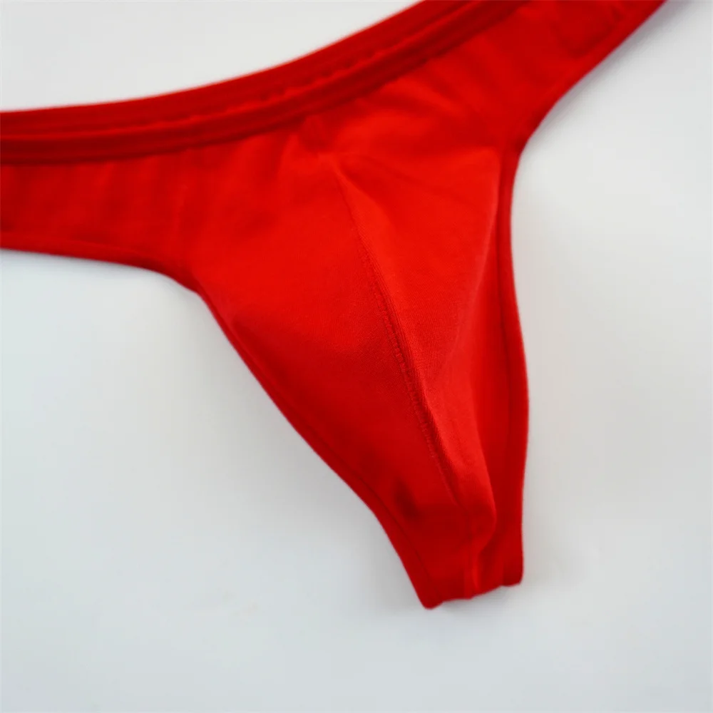 Men's Youth G-String Briefs with Large Pouch - Solid Color Bikini Underwear for Enhanced Comfort