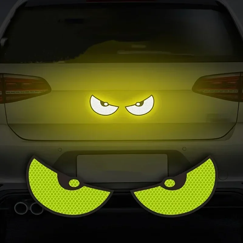 2pcs Car Demon Eye Reflective Stickers Motorcycle Improve Vehicle Visibility At Night And Driving Safety