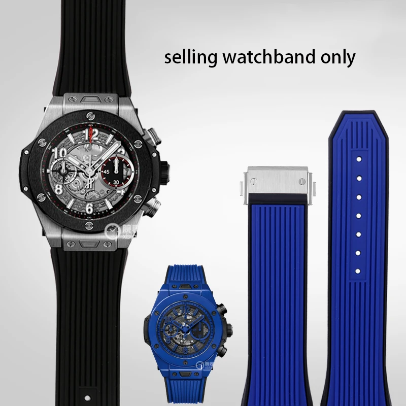 

Watch Accessories 17mmx25mm Suitable for HUBLOT Series Women's Silicone watchband 22mm Folding Buckle Rubber Men's Sports Strap