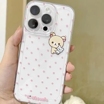 Cartoon Cute Easy Bear Pink Polka Dots Phone Case For iPhone 17 16 15 14 13 12 11 Pro Max Plus Air 16E X XS XR Y2K Kawaii Cover 1