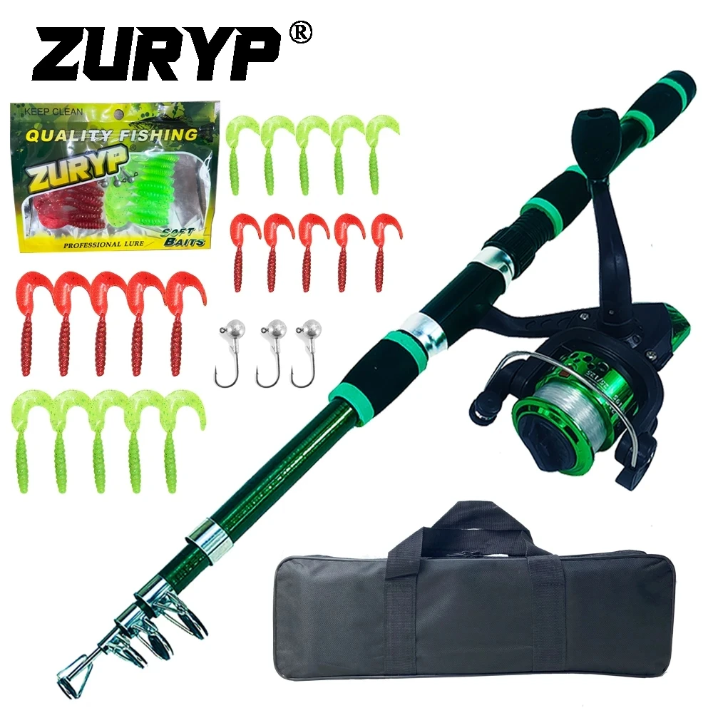 ZURYP 1.8M Telescopic Sea Fishing Full Kits with Spinning Reel Baits