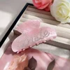 Elegant Pink Rhinestone Hair Claw Clip, Chic Letter Acetate Accessory