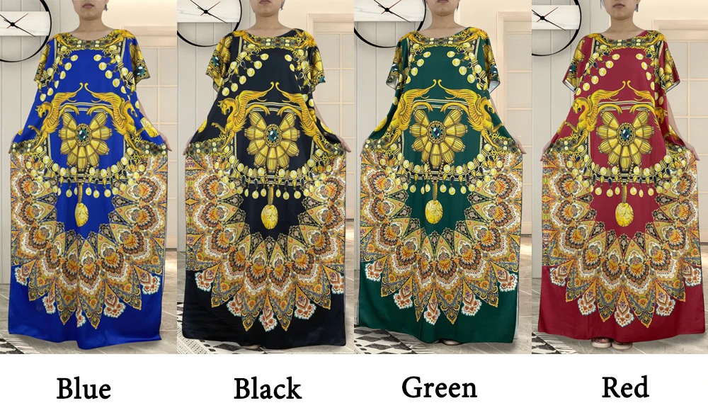 Muslim Dress For Women Dubai 2022 Turkey Islam Djellaba Printed Floral Maxi Abayas Femme Robe African O-neck Loose Long Clothes