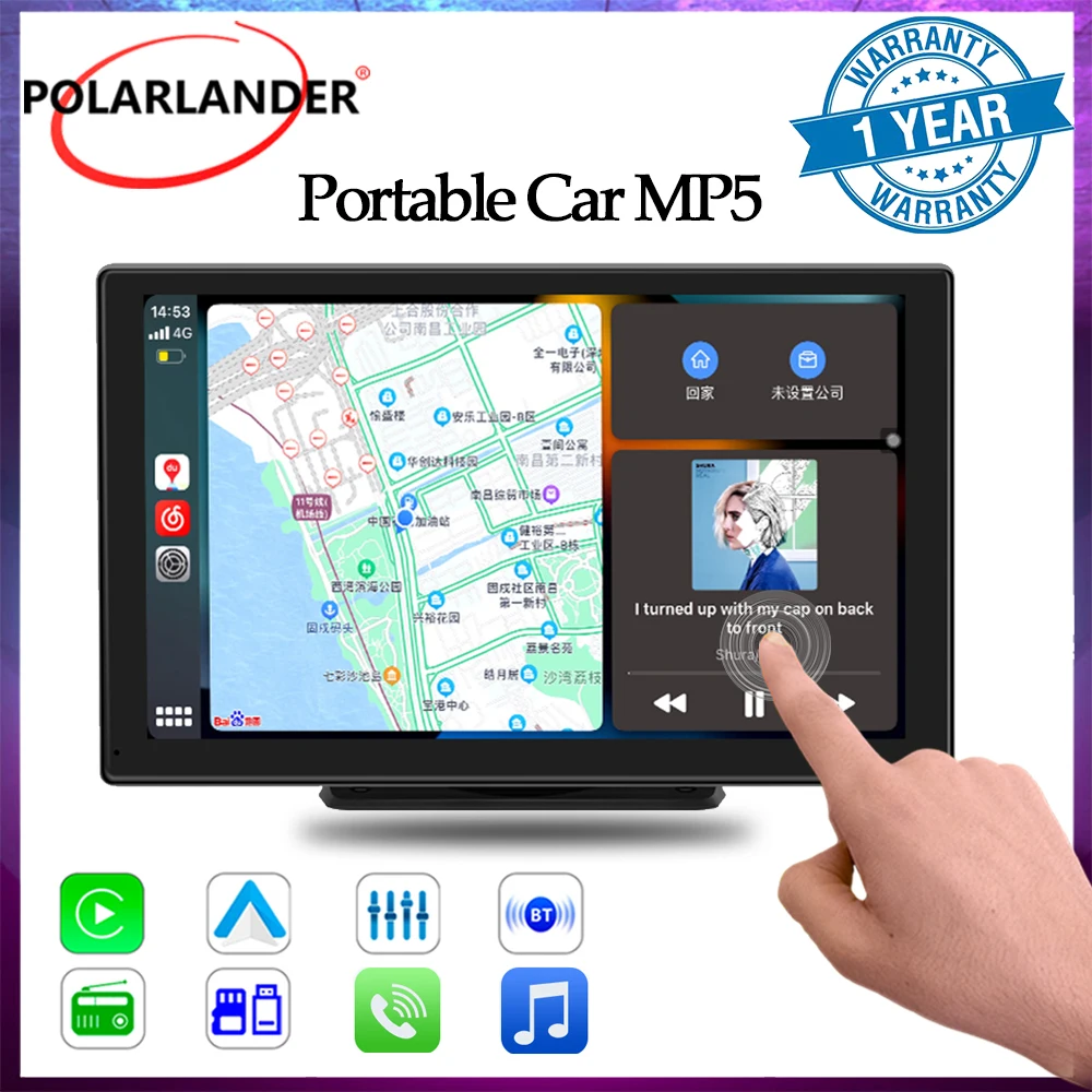 

Car Monitor 9'' 3W Speaker Multimedia Player Stereo Receiver Wireless Carplay/Android Anto Video Recorder Dashboard AI Voice