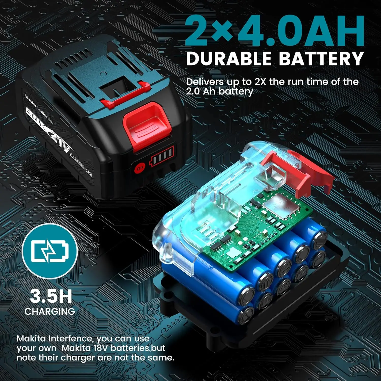 Cordless Car Buffer Polisher Brushless 6 Inch Portable Buffer Polisher Kit 2 Pack 21V Rechargeable Batteries 6 Variable Speed