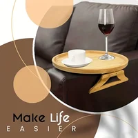 Sofa Tray Table Sofa Armrest Clip-On Tray Natural Wooden Sofa Tray Practical TV Snack Tray for Remote Control Coffee Snacks 2