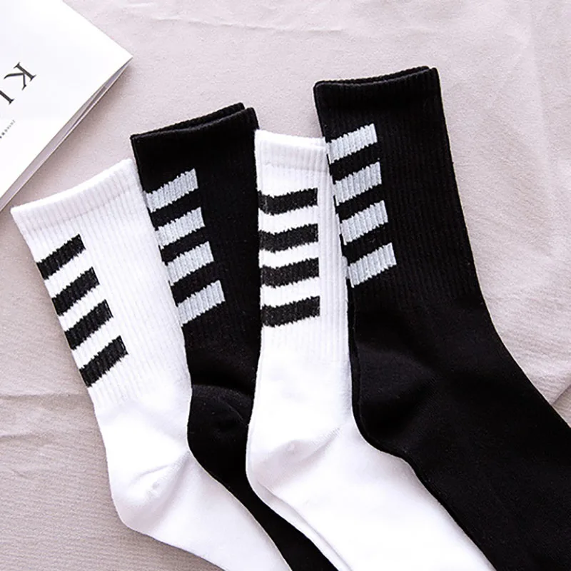 Hot Sale 2023 Fashion Socks Street Hip Hop Skateboard Striped Mid Tube Socks Solid Color Breathable Cotton Socks