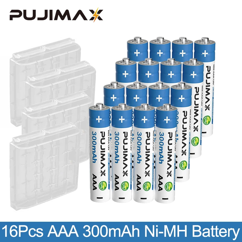 

PUJIMAX New 3A 1.2V Rechargeable Ni-MH Battery AAA 300mAh High 16Pcs Capacity Battery For Flashlight Toys Clock Safe Durable