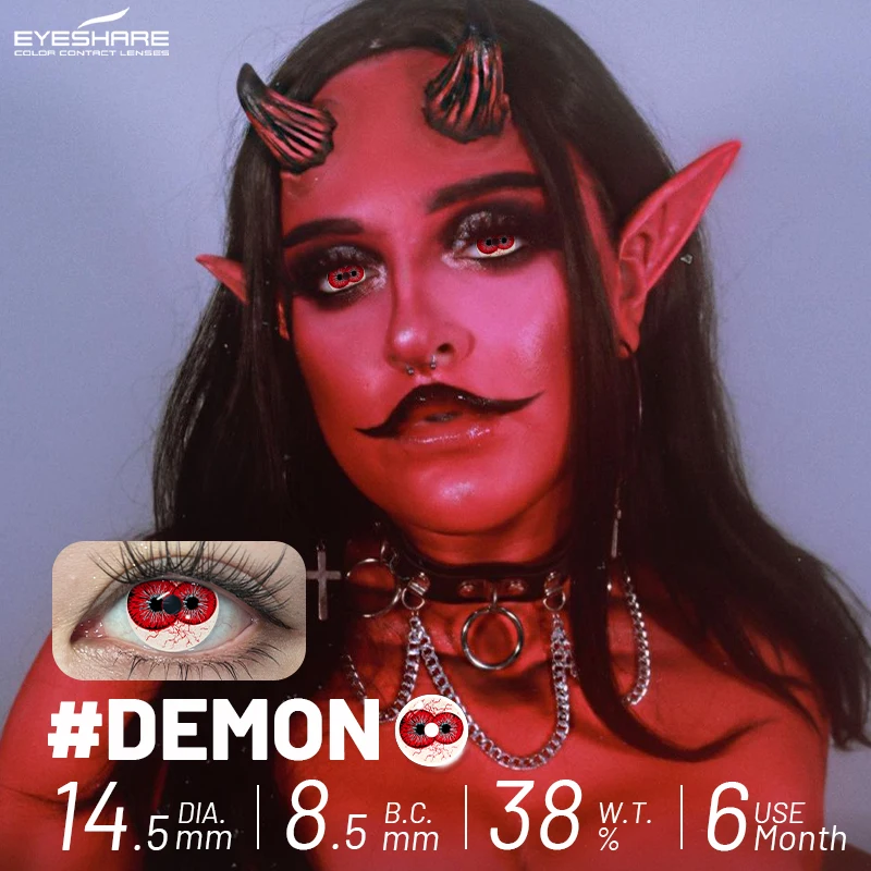 EYESHARE 1 Paar Little Devil Cosplay Farbkontaktlinsen für Augen Anime Zubehör Weiße Halloween-Linse Pupilentes Schwarze Linsen – Detail 30