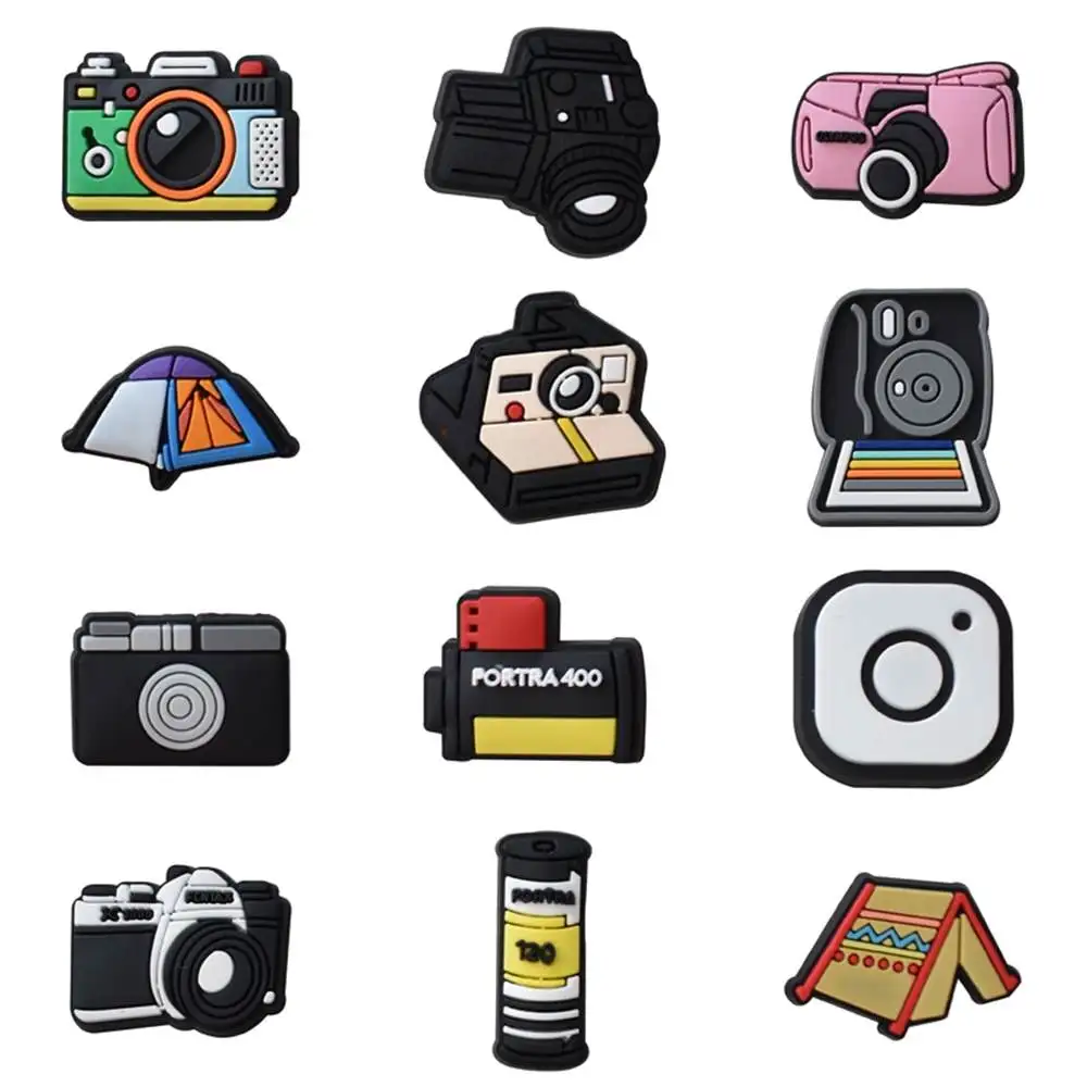 

Hot Sale 1pcs PVC Shoe Accessories for Crocs Charms Camera Badge Women Sandals Buckle Kids Pins Men Decoration Jeans X-mas Gift