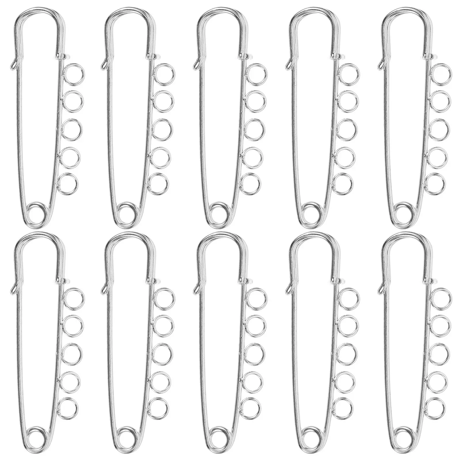 10개 브로치 핀 안전핀 구멍 있는 금속 브로치 부자재 DIY 쥬얼리 공예 의류 핀 장식 액세서리