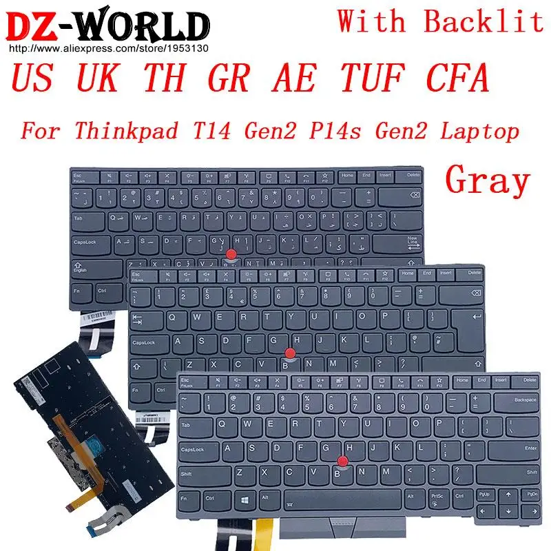 Teclado Retroiluminado para Laptop Lenovo Thinkpad P14s g2 T14 Gen2 Nós Reino Unido th g Ara Tuf ac P14s 5n21b08377 5n21b08406 5n21b08378