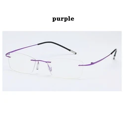 Sleek Blue Light Blocking Rimless Reading Glasses - +350 (Purple)
