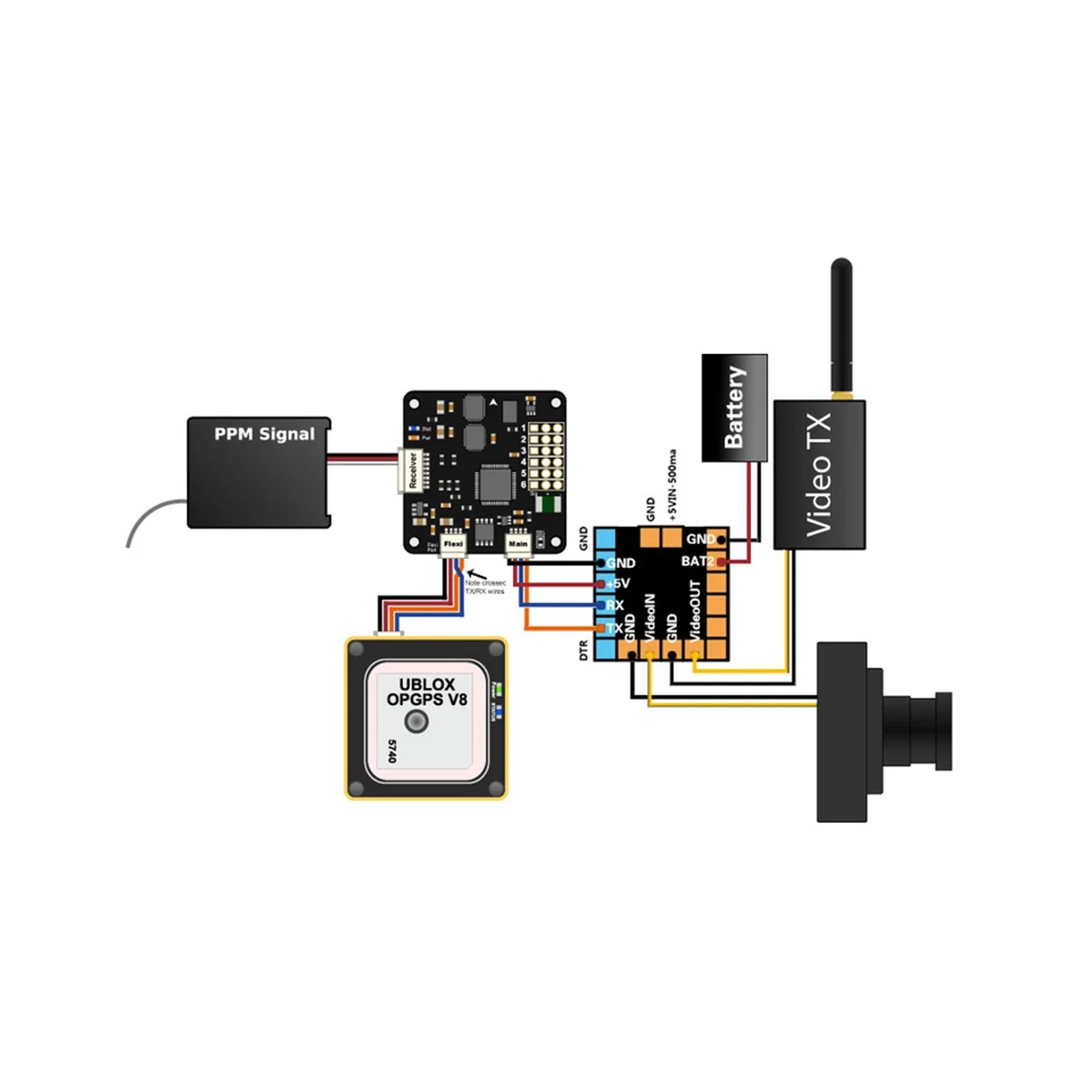 Interface OSD avec tensions et informations de vol sur écran FPV, pour Naze32 F3 F4
