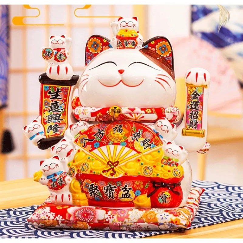 

Lucky Cat Ornaments Automatic Wave Opening Shop Cashier Front Desk Home Living Room Housewarming Gift Large Rich Cat