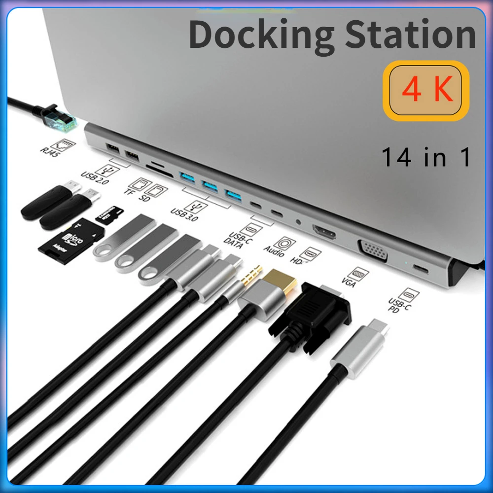 

USB C Laptop Docking Station HUB To HDMI-compatible USB 3.0 Hub Adapter Type C HUB for MacBook Pro Lenovo ThinkPad HP Dell XPS