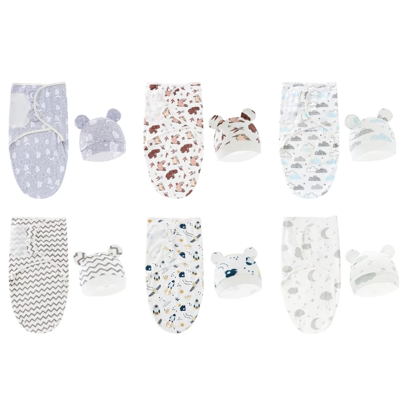 

Baby Wrap Blanket Cotton Indian Hat Newborn Print Sleepsack Lovely Turban Hat