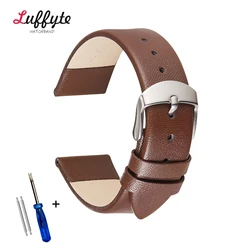 Premium Genuine Leather Ultra - Thin Watch Strap - Soft Cowhide Band in Multiple Sizes - 22mm (Dark brown)