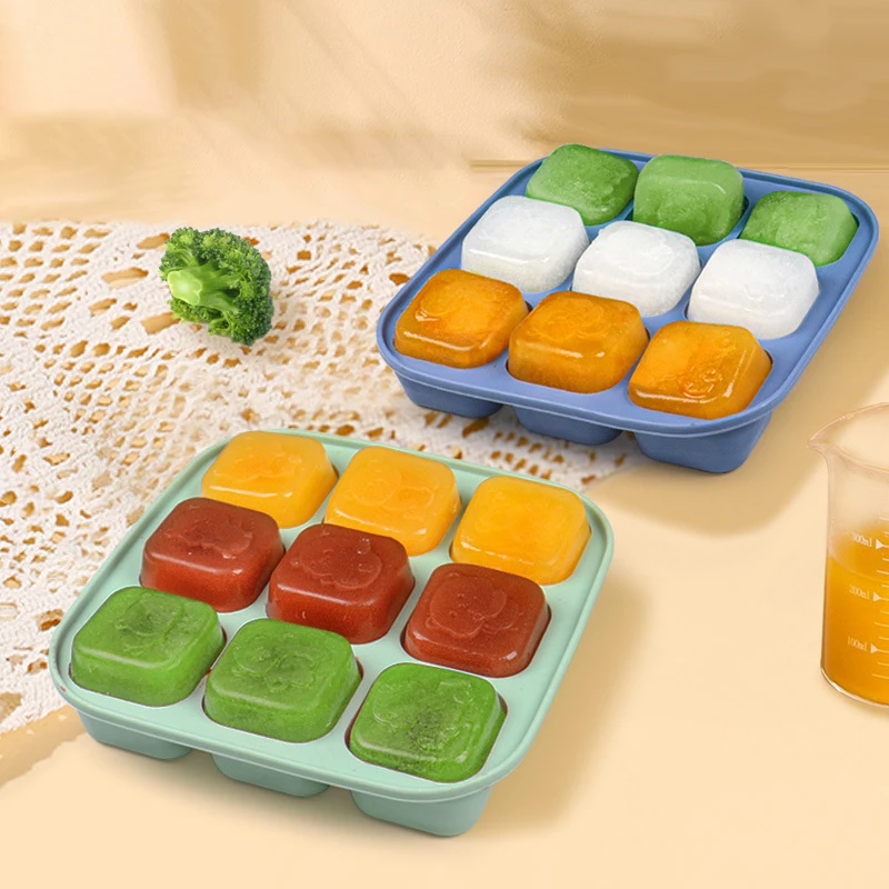 9 Grid Bear Baby Silicone Supplementary Food Box Silicone Ice Grid Ice Box Cubes Cubes