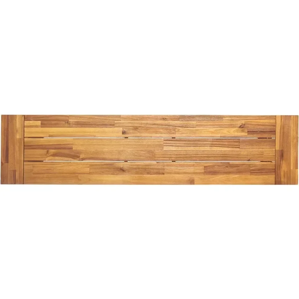 New2025-Home Carlisle Outdoor Acacia Wood and Rustic Metal Bench, Sandblast Finish / Rustic Metal 14. 75 x 63 x 17. 50 inches