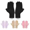 1 Pair New Cotton Polyester Compression Gloves Women Men Half Finger Elastic Wrist Support Black Pink Purple Finger Brace 1