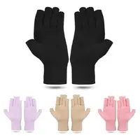 1 Pair New Cotton Polyester Compression Gloves Women Men Half Finger Elastic Wrist Support Black Pink Purple Finger Brace 1