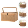 1Pc Bamboo Basket Woven Storage Kitchen Shopping Harvesting Container Dry Goods Household Gardening Baskets Handheld Fruits Egg 2