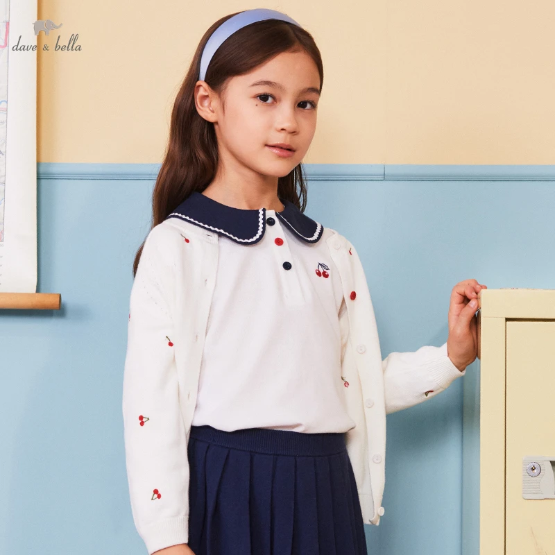 DK1230086 데이브 벨라 봄 여자 아이 5Y-13Y 패션 카디건 아이 코트 캐주얼 니트 스웨터