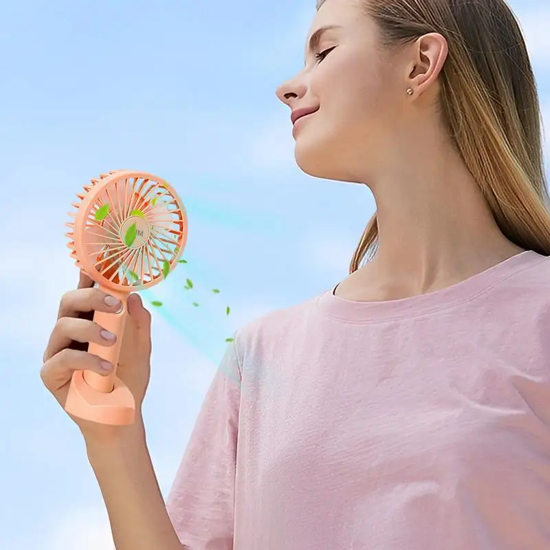 Portable Handheld Fan Desk Fan With Base Small Hand For Outdoors Rechargeable Mini Cooling With Three Wind Speed