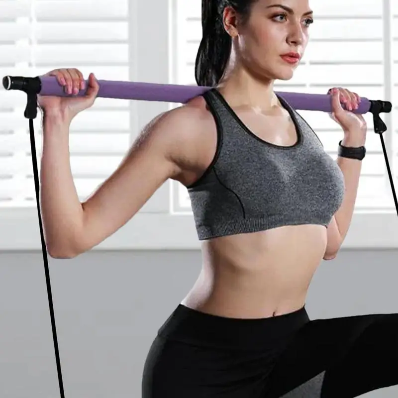 Pilates Stretch Fusion Bar Sculpting Fusion Pilates Bar Elastic Lightweight Easy Installation Multifunctional Portable Fitness