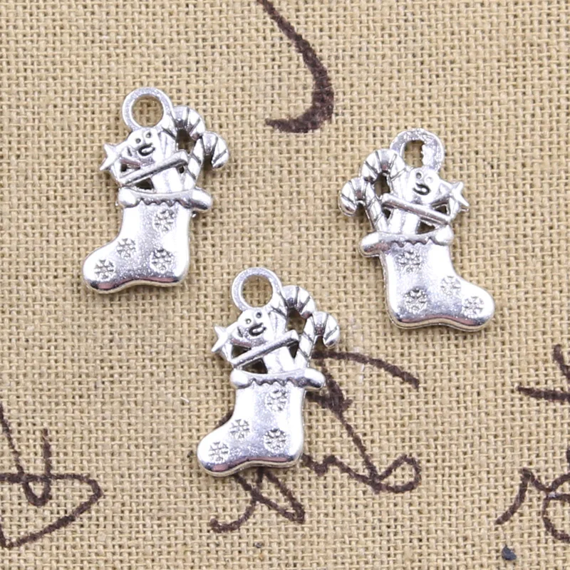 

15 шт., подвески, рождественские носки, 18x12 мм, античная фотография, сделай сам, ручная работа, тибетская фурнитура, ювелирные изделия