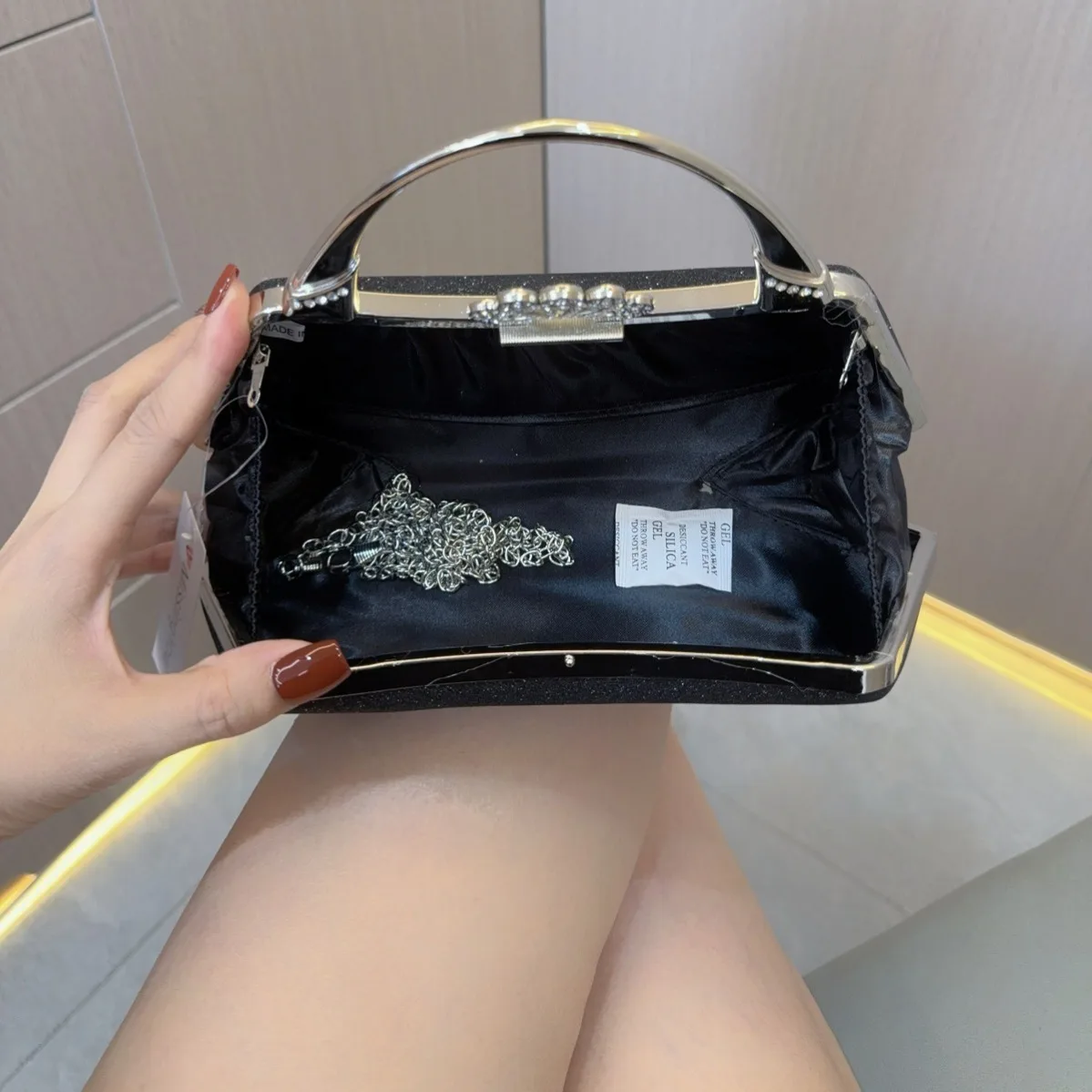 Gold Silver Color Bridal Small Handbags Wedding Party Evening Bag Classic Trendy Clutches Prom Banquet Shoulder Bags For Women