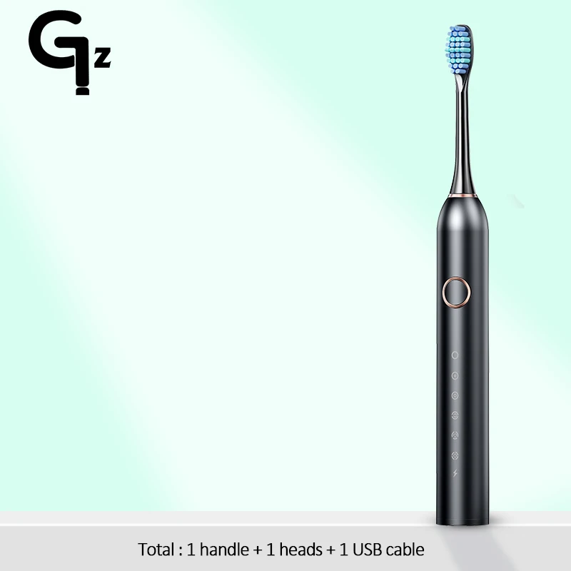 Cepillo de dientes eléctrico sónico GeZhou para adultos, temporizador, cepillo blanqueador de dientes, 16 modos, recargable por USB, cabezales de repuesto, regalo