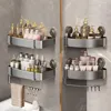 Suction Cup Bathroom Shelves Aluminum Shampoo Rack Without Drilling Corner Shower Shelf Wall Shelf Bathroom Accessories 1