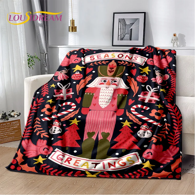 Nutcracker Christmas Tree Cartoon Fairy Tales Blanket,Soft Throw Blanket for Home Bedroom Bed Sofa Picnic Travel Cover Girl Gift