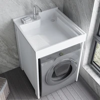 Small apartment laundry cabinet balcony integrated basin laundry pool with rubbing plate drum washing machine cabinet 1